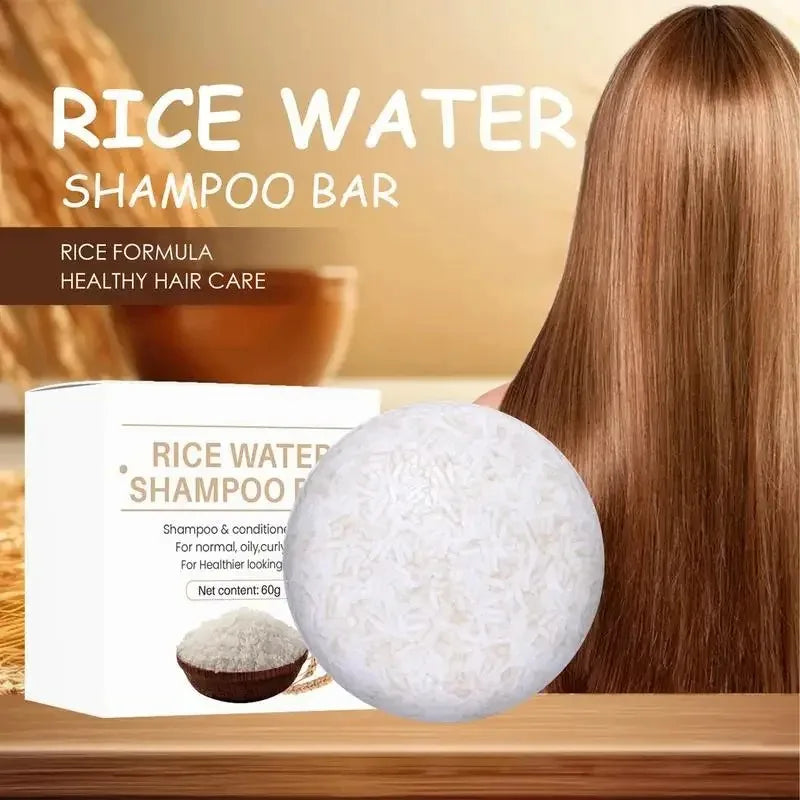 Shampoo de arroz orgânico, sabonete em barra sem óleo, condicionador, proteína de água de arroz, nutritivo, anti-perda, sabonete para crescimento do cabelo✨