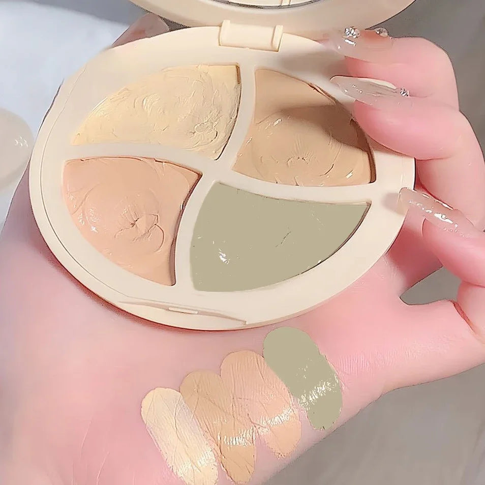 Paleta de corretivo à prova d'água 4 em 1, hidratante natural de longa duração, textura cremosa, cobre manchas/olheiras/acne ✨💎