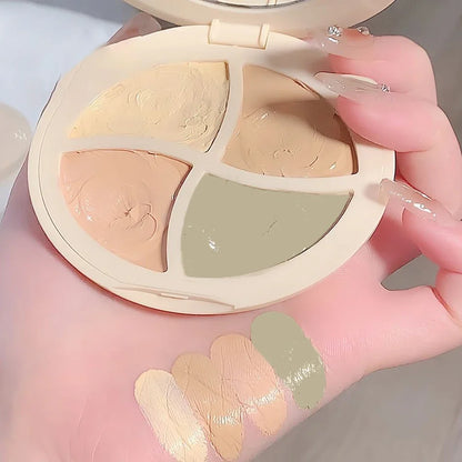 Paleta de corretivo à prova d'água 4 em 1, hidratante natural de longa duração, textura cremosa, cobre manchas/olheiras/acne ✨💎