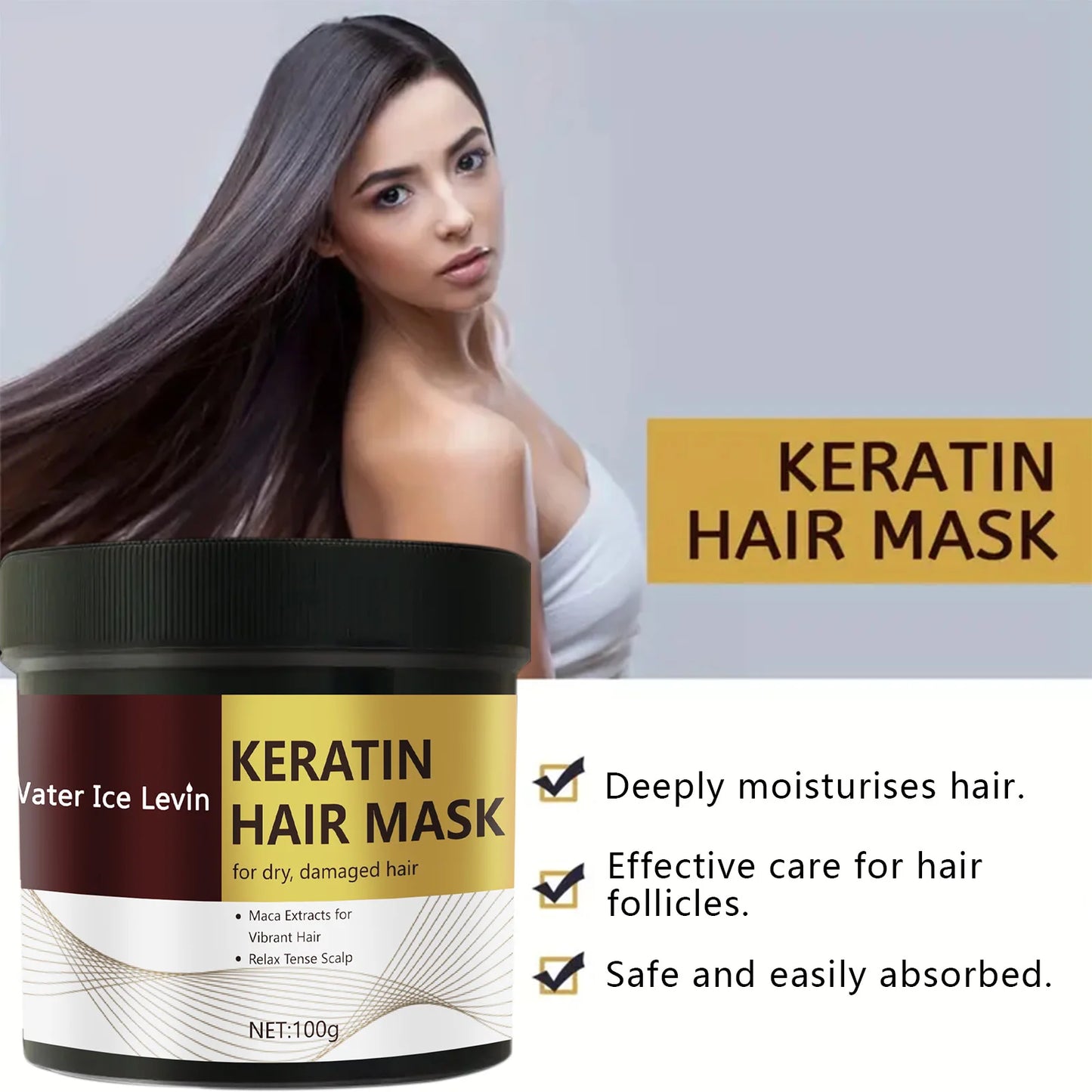 Máscara de cabelo de queratina mágica 5 segundos reparação rápida danificado cabelo crespo macio suave brilhante alisamento hidratação profunda cuidados com o cabelo ✨🌟