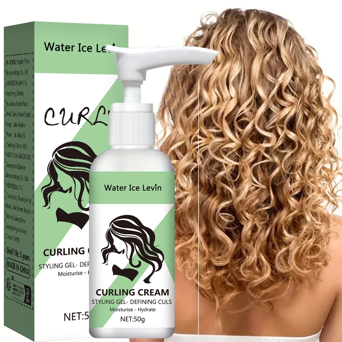 Cabelos cacheados Creme modelador, fórmula hidratante e suavizante, realça a elasticidade e o brilho dos cabelos cacheados, fácil de fixar ✨